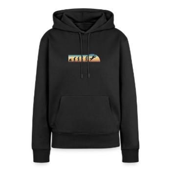Vintage Retro Evolution Wild Receiver Shirt - Frauen Premium Bio Hoodie - Schwarz - Vorne - Julia (174cm)