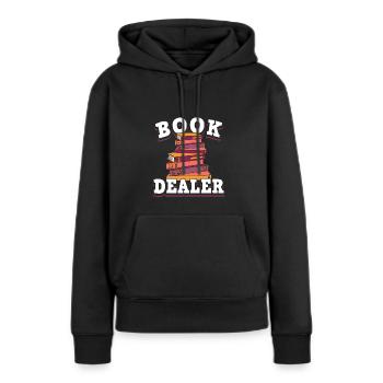 Book Dealer Shirt Geschenk Bibliothek - Frauen Premium Bio Hoodie - Schwarz - Vorne - Julia (174cm)