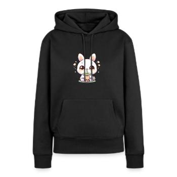 Lapins kawaii Bubble Tea Boba Bunny - Sweat à capuche Premium bio Femme - noir - Devant - Julia (174cm)