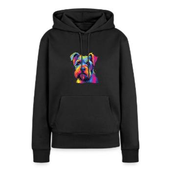 Aquarelle colorée Standard Schnauzer - Sweat à capuche Premium bio Femme - noir - Devant - Julia (174cm)