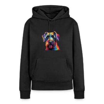 Aquarelle colorée Standard Schnauzer - Sweat à capuche Premium bio Femme - noir - Devant - Julia (174cm)