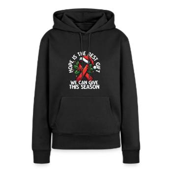 L’espoir est le meilleur cadeau Sensibilisation au sida - Sweat à capuche Premium bio Femme - noir - Devant - Julia (174cm)