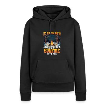 Es Ist Die Jahreszeit, Um Um Ein Lagerfeuer Zu - Frauen Premium Bio Hoodie - Schwarz - Vorne - Julia (174cm)