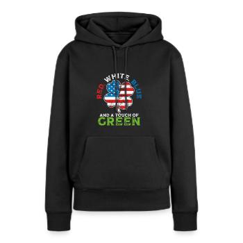 Rot, Weiß, Blau Und Ein Hauch Von Grün, Irischer - Frauen Premium Bio Hoodie - Schwarz - Vorne - Julia (174cm)