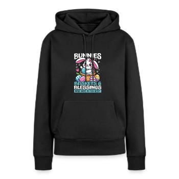 Hasen Körbe & Segen Süße Ostern - Frauen Premium Bio Hoodie - Schwarz - Vorne - Julia (174cm)