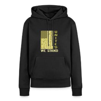 Amerikanische Flagge in Camouflage Patriotismus Homeland - Frauen Premium Bio Hoodie - Schwarz - Vorne - Julia (174cm)
