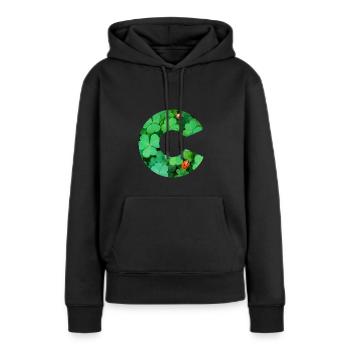 Trèfles C - Sweat à capuche Premium bio Femme - noir - Devant - Julia (174cm)