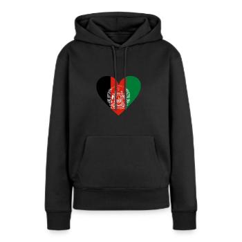 Cœur d’Afghanistan - Sweat à capuche Premium bio Femme - noir - Devant - Julia (174cm)