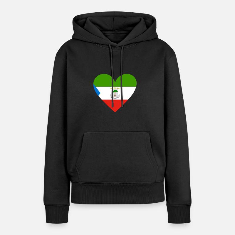 Guinée équatoriale Cœur - Sweat à capuche Premium bio Femme - noir