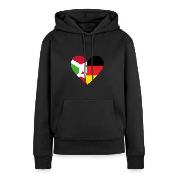 Burundi Germany Heart - Frauen Premium Bio Hoodie - Schwarz - Vorne - Julia (174cm)