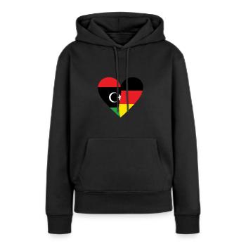 Libye Allemagne Cœur - Sweat à capuche Premium bio Femme - noir - Devant - Julia (174cm)