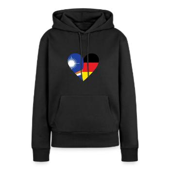 Marshall Islands Germany Heart - Frauen Premium Bio Hoodie - Schwarz - Vorne - Julia (174cm)