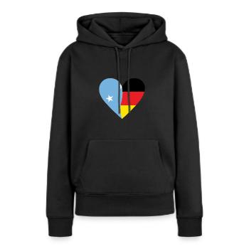 Micronesia Germany Heart - Frauen Premium Bio Hoodie - Schwarz - Vorne - Julia (174cm)