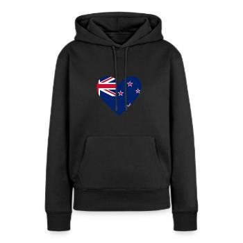 New Zealand Heart - Frauen Premium Bio Hoodie - Schwarz - Vorne - Julia (174cm)