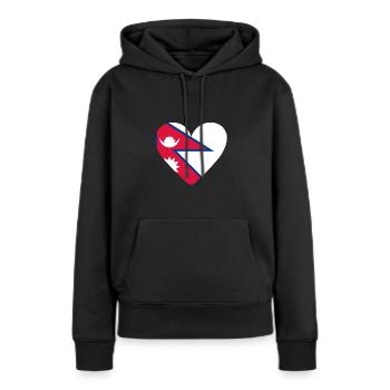 Cœur Népal - Sweat à capuche Premium bio Femme - noir - Devant - Julia (174cm)