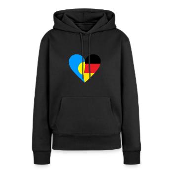Palau Germany Heart - Frauen Premium Bio Hoodie - Schwarz - Vorne - Julia (174cm)