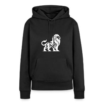 Lion tribal à crinière sauvage - Sweat à capuche Premium bio Femme - noir - Devant - Julia (174cm)
