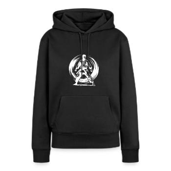 Karateka Tradition mit Disziplin und Kraft - Frauen Premium Bio Hoodie - Schwarz - Vorne - Julia (174cm)