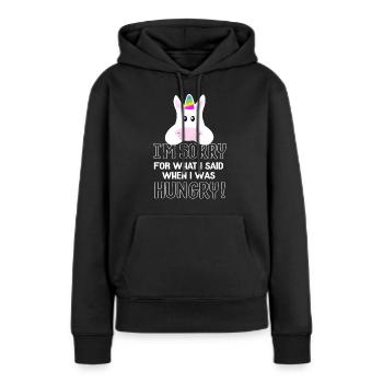 hungry Unicorn - Frauen Premium Bio Hoodie - Schwarz - Vorne - Julia (174cm)