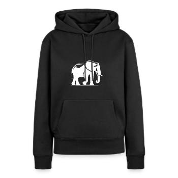 Portrait de silhouette d’éléphant avec défenses - Sweat à capuche Premium bio Femme - noir - Devant - Julia (174cm)