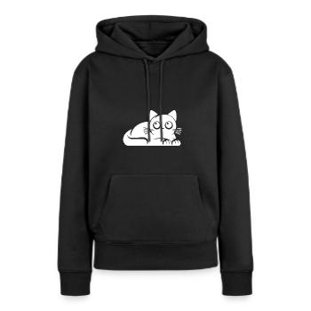 Ich war das nicht Katzen Blick - Frauen Premium Bio Hoodie - Schwarz - Vorne - Julia (174cm)