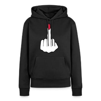 Mittelfinger einer Frau 3C - Frauen Premium Bio Hoodie - Schwarz - Vorne - Julia (174cm)