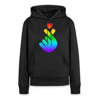 K Pop Coeur, Corée, K-Pop, Musique, Symbole, Gay Pride - Sweat à capuche Premium bio Femme - noir - Devant - Julia (174cm)