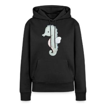 Seepferd - Frauen Premium Bio Hoodie - Schwarz - Vorne - Julia (174cm)
