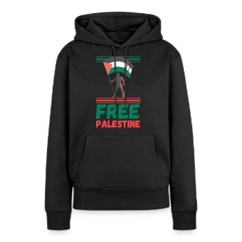 Free Palestine Palestine Paix Liberté - Sweat à capuche Premium bio Femme - noir - Devant - Julia (174cm)
