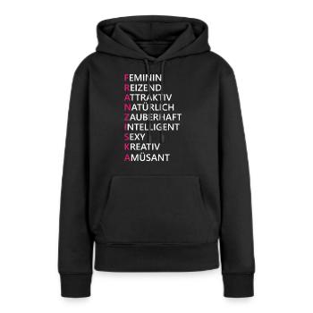 Franziska Name Geschenk - Frauen Premium Bio Hoodie - Schwarz - Vorne - Julia (174cm)