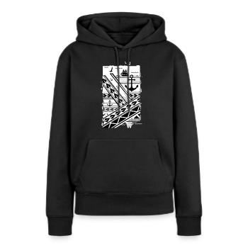 MAORI ANCHOR - BLANC - Sweat à capuche Premium bio Femme - noir - Devant - Julia (174cm)