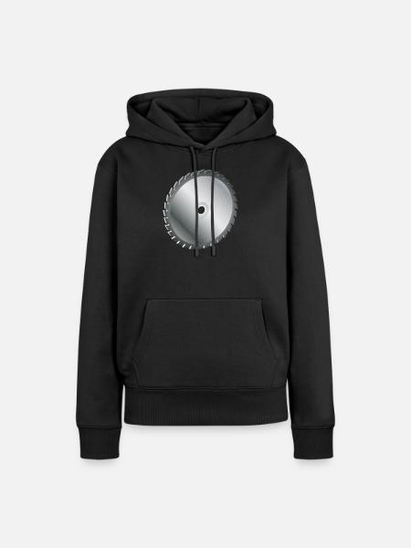 einzelnes Kreissägeblatt Metallfarben - Frauen Premium Bio Hoodie - Schwarz