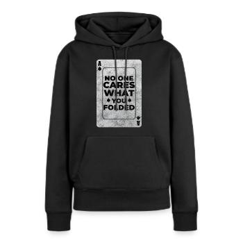 Jeu de cartes Card Hold’em All In - Sweat à capuche Premium bio Femme - noir - Devant - Julia (174cm)