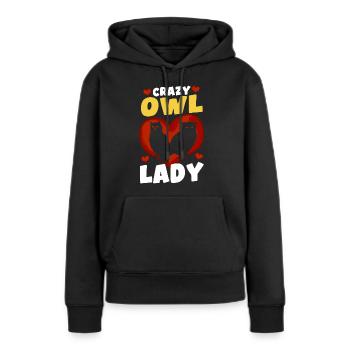 Passionné d’oiseaux de proie Chouette nocturne Lady Ornith - Sweat à capuche Premium bio Femme - noir - Devant - Julia (174cm)