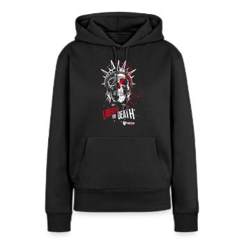Liberty or Death - Streetwear Design - Frauen Premium Bio Hoodie - Schwarz - Vorne - Julia (174cm)