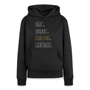 Essen. Trinken. Paddel. Wiederholen - Frauen Premium Bio Hoodie - Schwarz - Vorne - Julia (174cm)