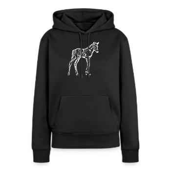 Cheval Blanc, Poulain - Sweat à capuche Premium bio Femme - noir - Devant - Julia (174cm)