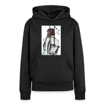 Ready to go - Frauen Premium Bio Hoodie - Schwarz - Vorne - Julia (174cm)