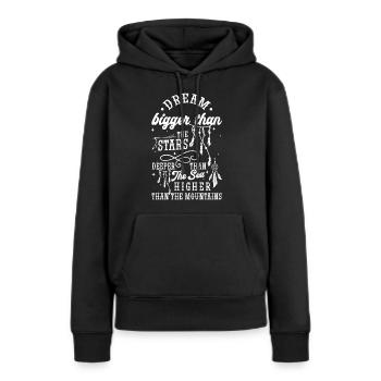 Rêve Plume Souhait Rêves - Sweat à capuche Premium bio Femme - noir - Devant - Julia (174cm)