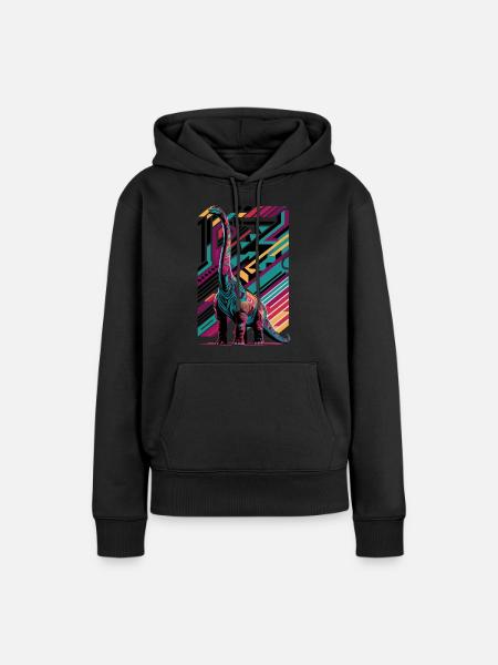 Langhals Brachiosaurus Dinosaurier - Frauen Premium Bio Hoodie - Schwarz