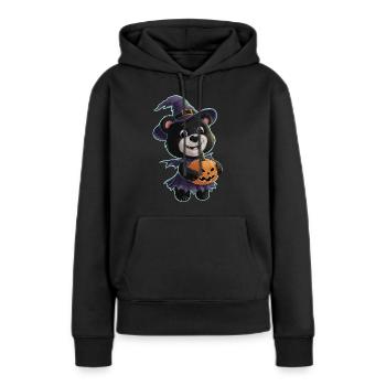 halloween ourson noir - Sweat à capuche Premium bio Femme - noir - Devant - Julia (174cm)