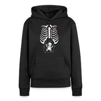 Maman enceinte | Déguisement d’Halloween - Sweat à capuche Premium bio Femme - noir - Devant - Julia (174cm)