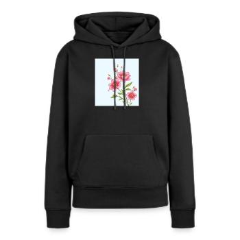 Flower - Frauen Premium Bio Hoodie - Schwarz - Vorne - Julia (174cm)