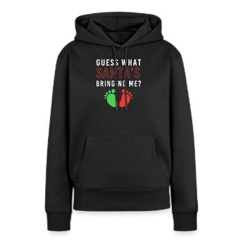 Futur papa, futurs pères, Noël - Sweat à capuche Premium bio Femme - noir - Devant - Julia (174cm)