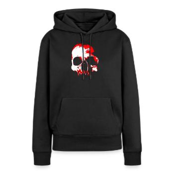 Contraste crâne rouge - Sweat à capuche Premium bio Femme - noir - Devant - Julia (174cm)