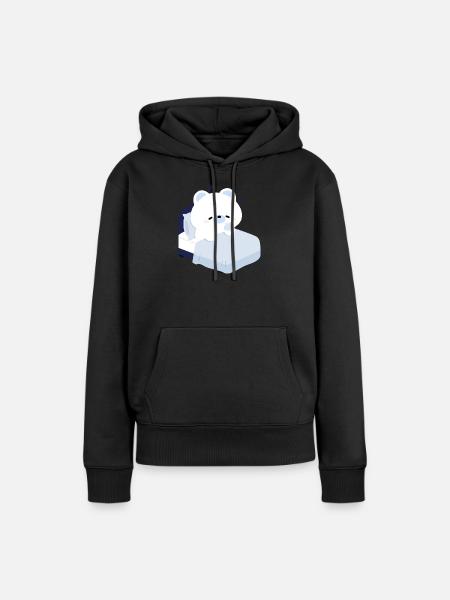 Verträumter Eisbär auf kuscheligem Bett - Frauen Premium Bio Hoodie - Schwarz