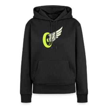 Aile de roue - Sweat à capuche Premium bio Femme - noir - Devant - Julia (174cm)