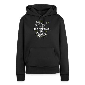 Schutzbrillen-Vibe | Labor Sicherheit - Frauen Premium Bio Hoodie - Schwarz - Vorne - Julia (174cm)