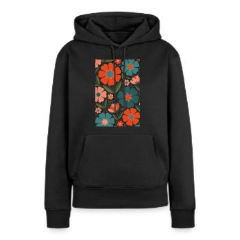 Boho Flora Blumen - Frauen Premium Bio Hoodie - Schwarz - Vorne - Julia (174cm)