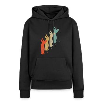 Golfeur rétro de golf de golf de style vintage - Sweat à capuche Premium bio Femme - noir - Devant - Julia (174cm)